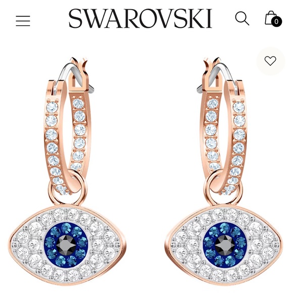 Swarvowski Evil eye, Blue, Rose gold-tone plated hoops earring - Picture 1 of 5